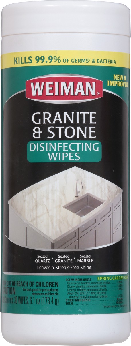 slide 6 of 9, Weiman Granite & Stone Spring Garden Scent Disinfecting Wipes 30 ea, 30 ct