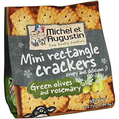 slide 1 of 1, Michel et Augustin Crackers Green Olives & Rosemary, 3.37 oz
