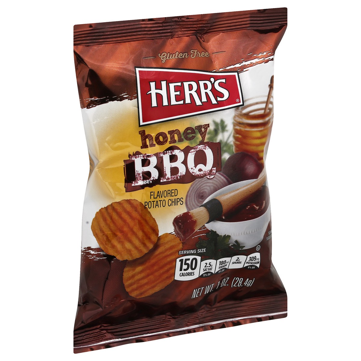 slide 5 of 10, Herr's Honey BBQ Flavored Potato Chips 1 oz, 1 oz