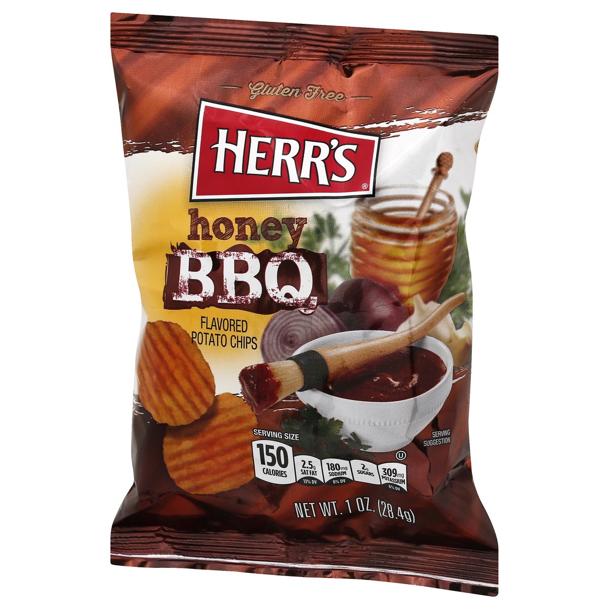 slide 10 of 10, Herr's Honey BBQ Flavored Potato Chips 1 oz, 1 oz