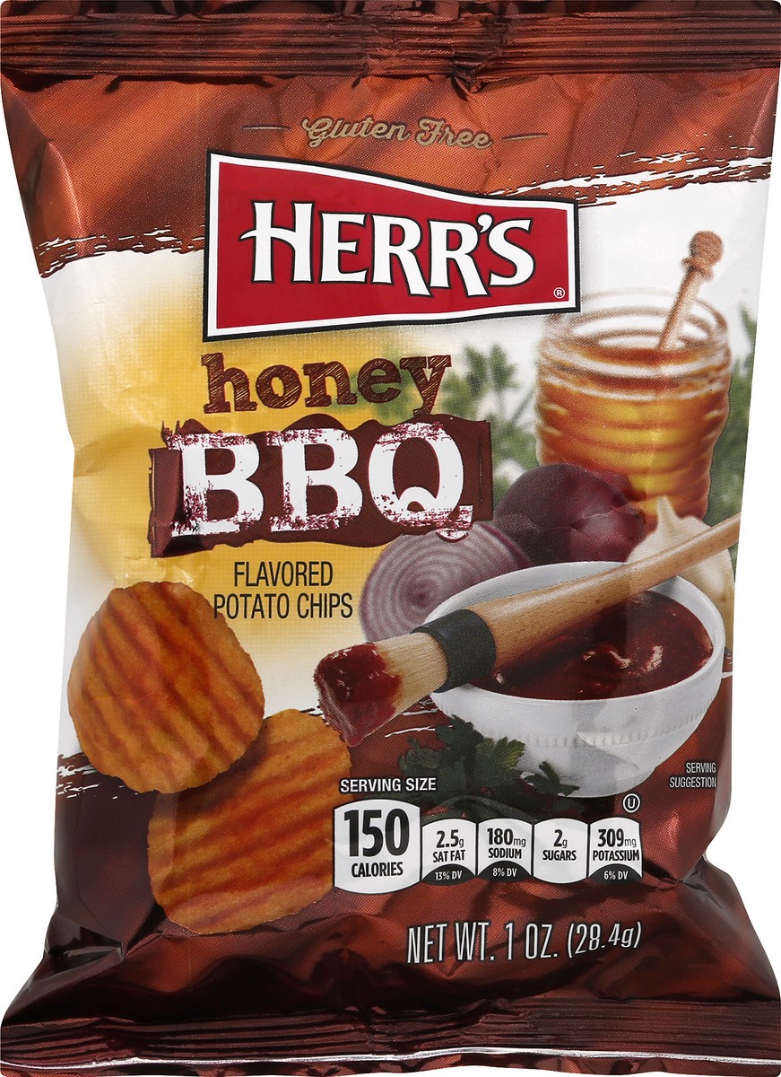 slide 6 of 10, Herr's Honey BBQ Flavored Potato Chips 1 oz, 1 oz