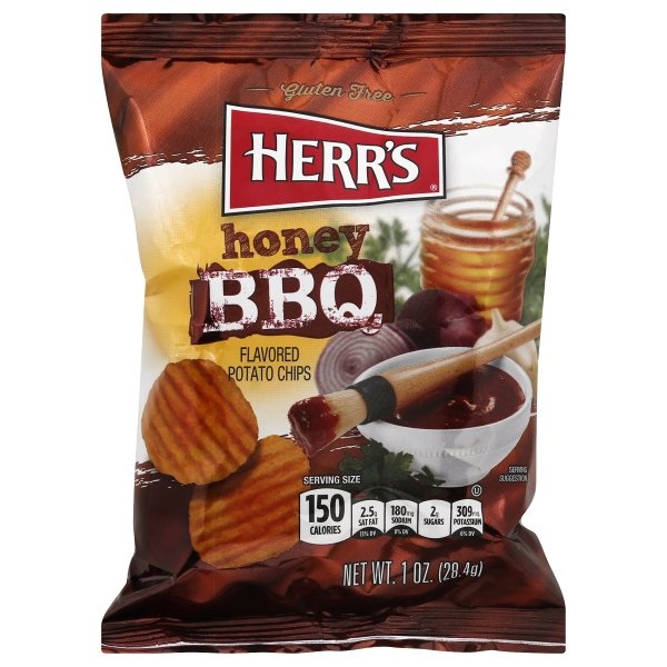 slide 1 of 1, Herr's Hny BBQ Chips, 1 oz