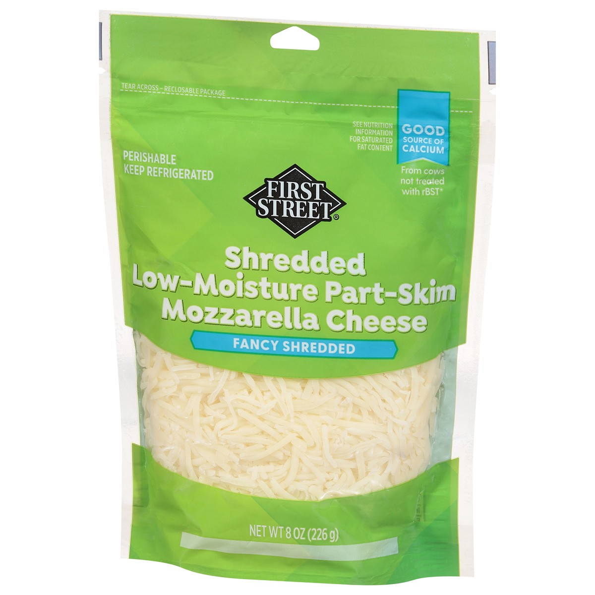 slide 3 of 4, First Street Shredded Part Skim Mozzarella Cheese, 8 oz