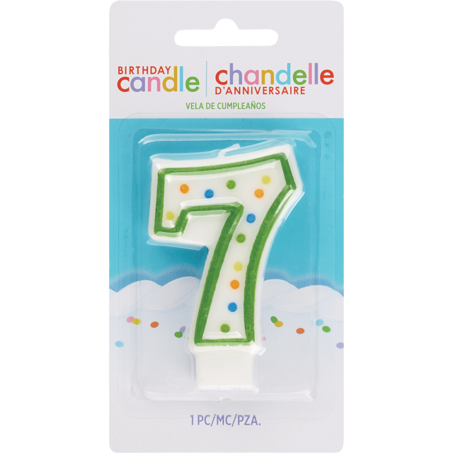slide 1 of 1, AMSCAN Cndl Birthday Polka Dots #7, 1 ct