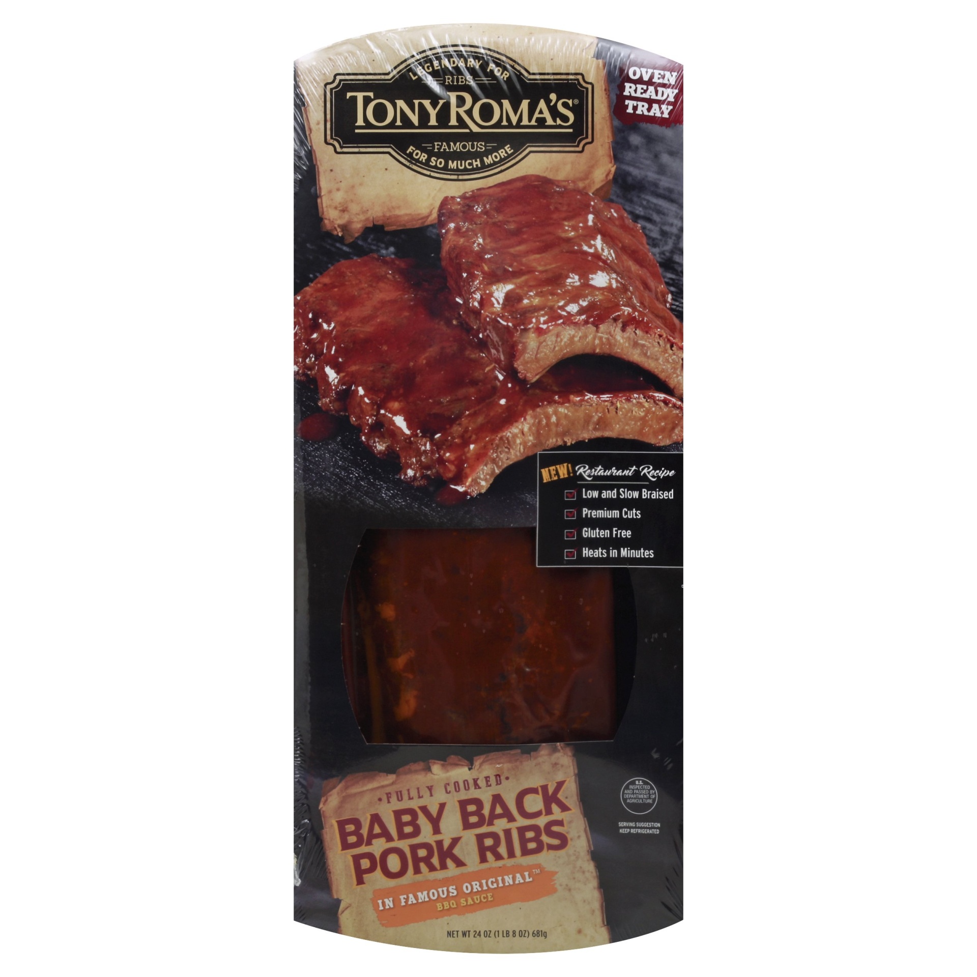 slide 1 of 1, Tony Roma's Cook-in-Tray Ribs Famous Original, 24 oz