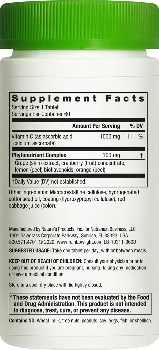 slide 3 of 7, Rainbow Light Super C 1000 Mg Vitamin C and Phytonutrient Complex, 60 Count, 1 Bottle, 60 ct; 1000 mg