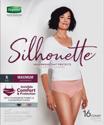 Depend Silhouette Incontinence Underwear, Small (26–34" Waist), Maximum Absorbency, Black & Pink & Berry, 16 Count