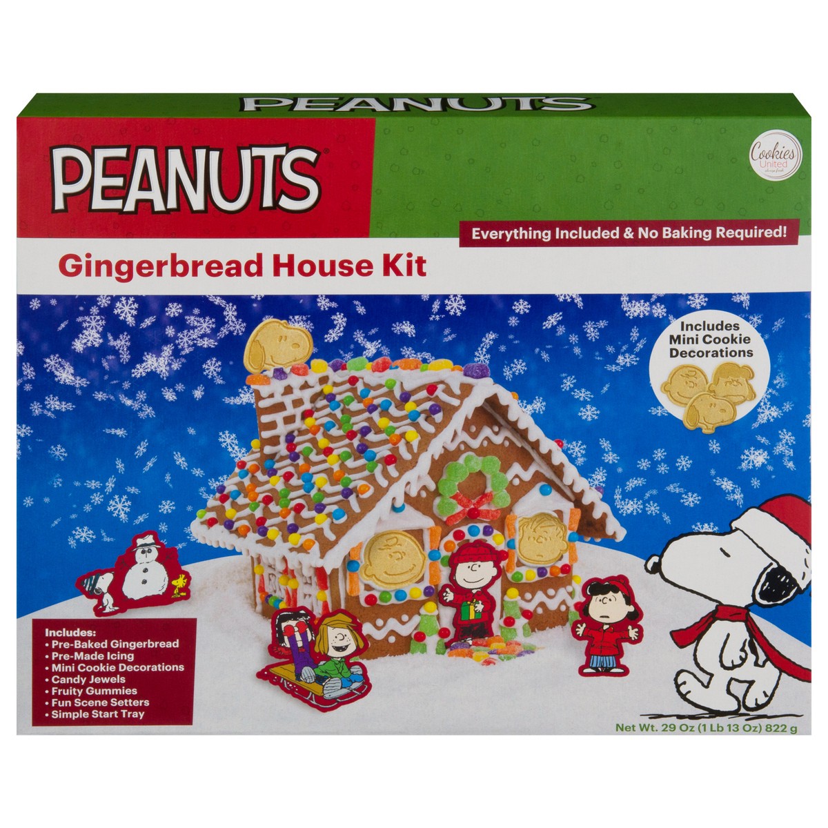 slide 1 of 13, Cookies United Peanuts Gingerbread House Kit, 29 oz