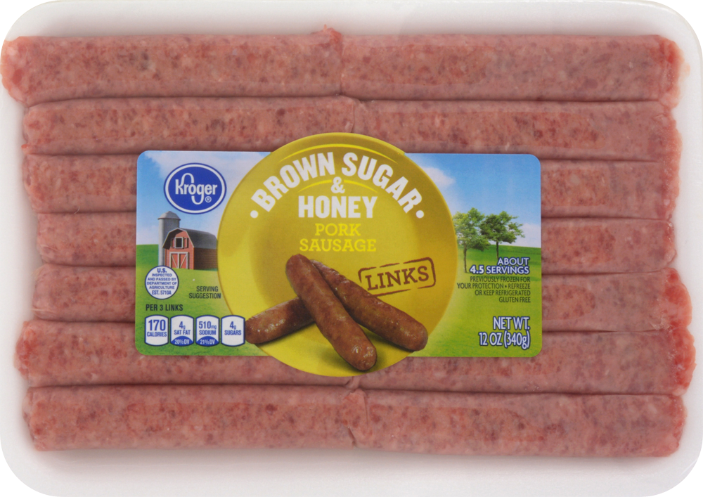 slide 1 of 1, Kroger Brown Sugar & Honey Seasoned Sausage Links, 12 oz