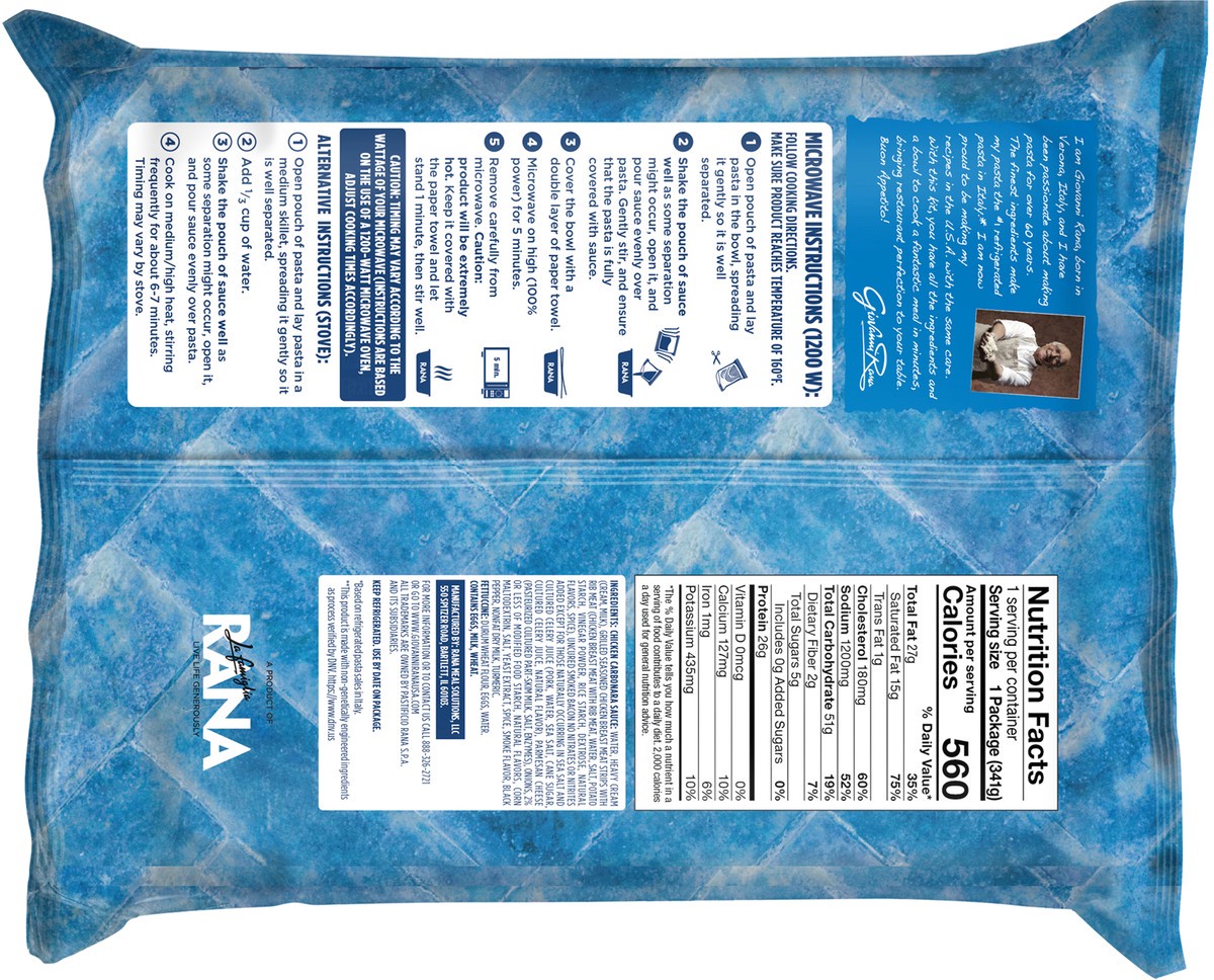 slide 2 of 11, Rana Chicken Carbonara Fettuccine 12 oz, 12 oz