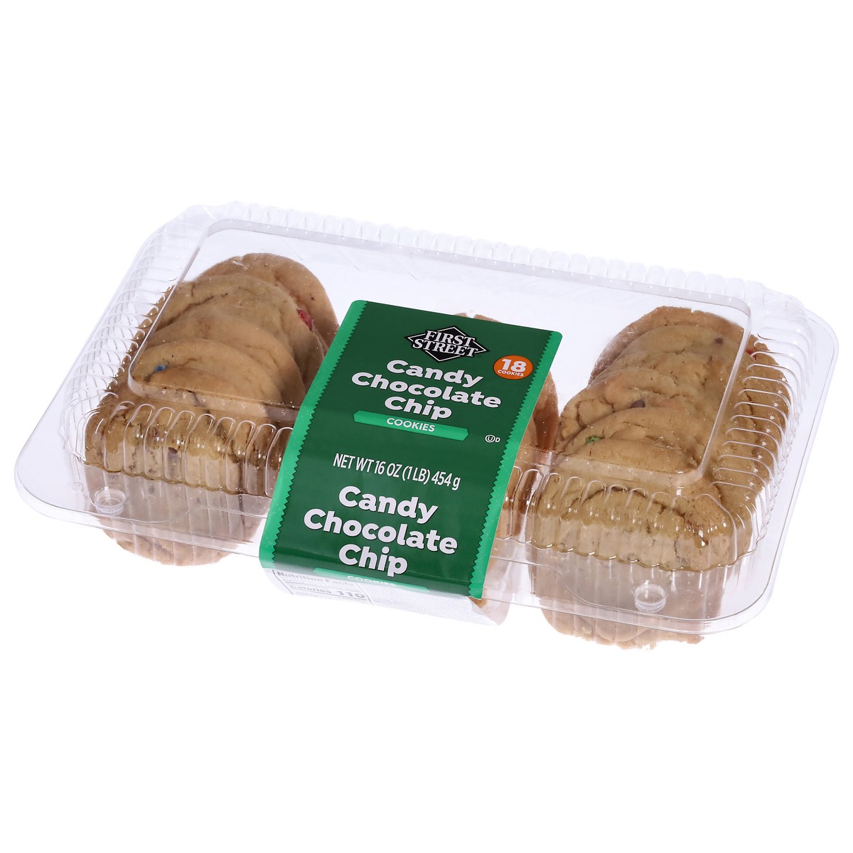 slide 2 of 4, First Street Fs Candy Chocolate Chip Cookies, 16 oz