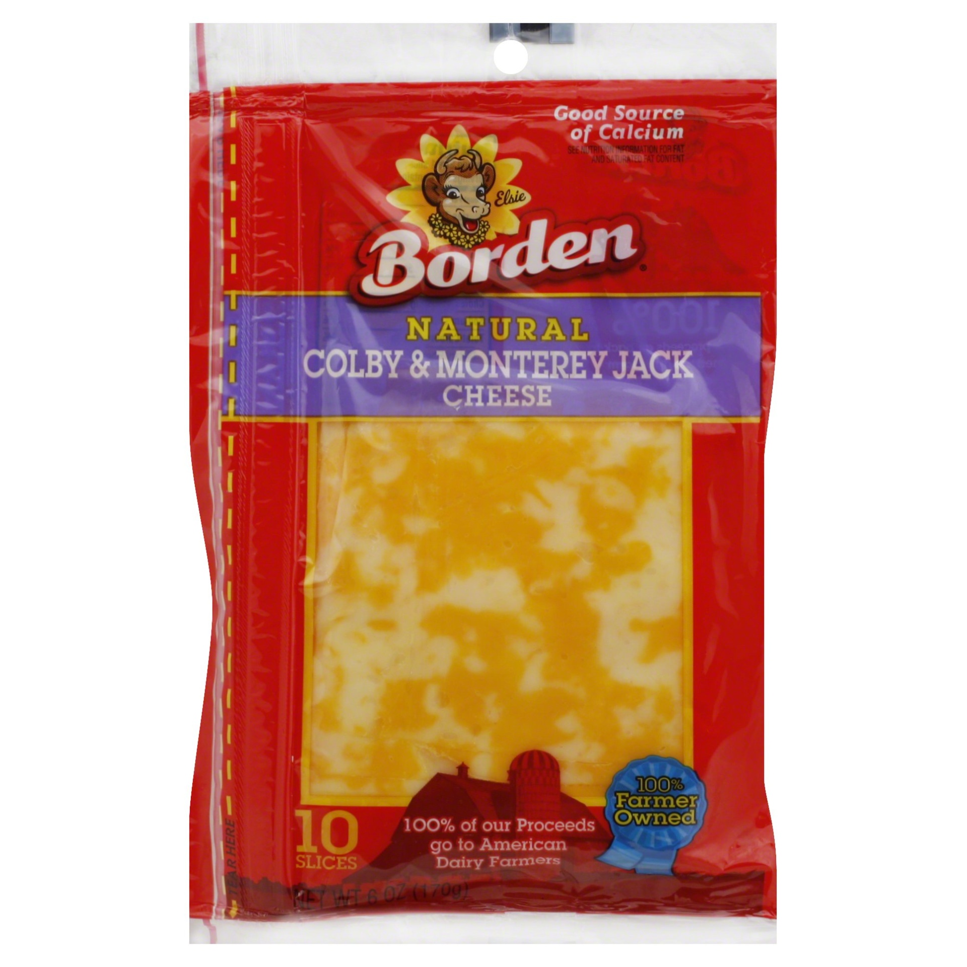 slide 1 of 2, Borden Colby & Monterey Jack Cheese Slices, 6 oz