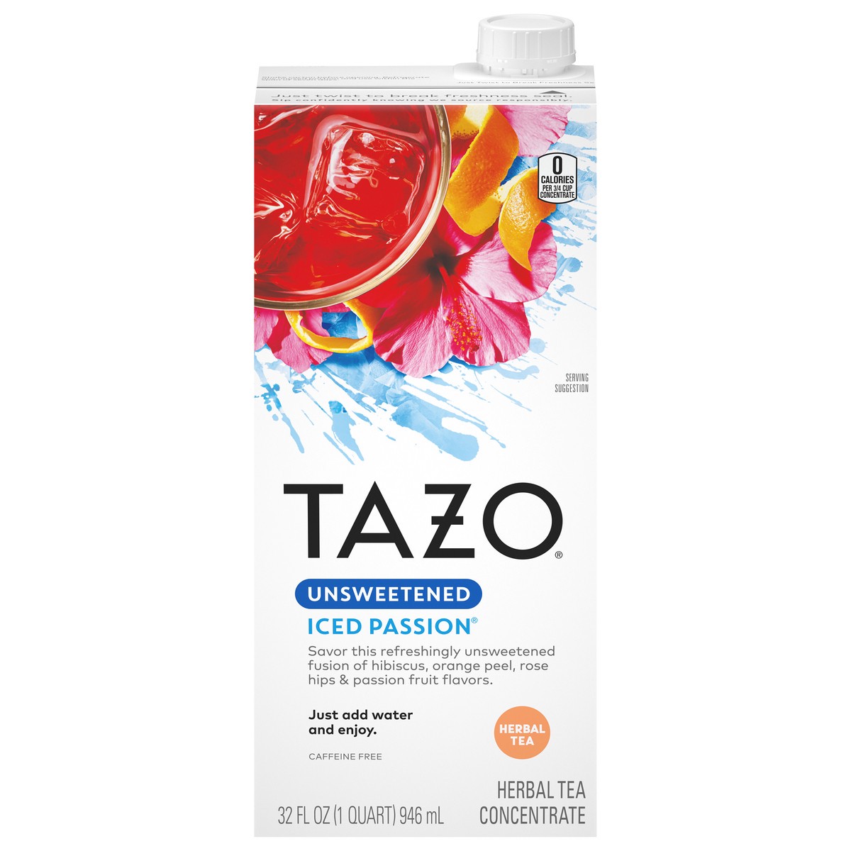 slide 1 of 3, TAZO Unsweetened Iced Passion, Herbal Tea Concentrate, 32 oz, 32 fl oz