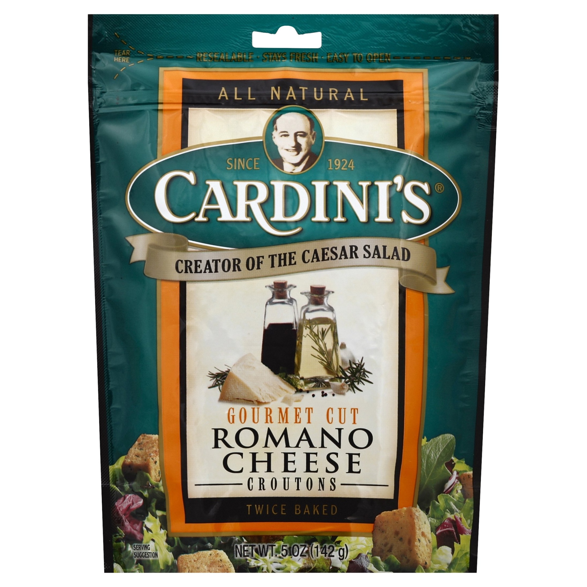 slide 1 of 8, Cardini's Gourmet Cut Romano Cheese Croutons, 6 oz