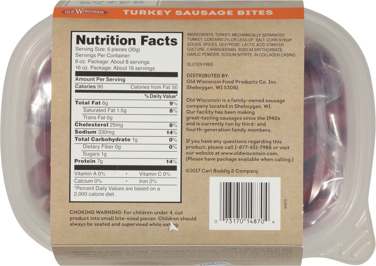 slide 5 of 9, Old Wisconsin Turkey Bites Tub, 16 oz