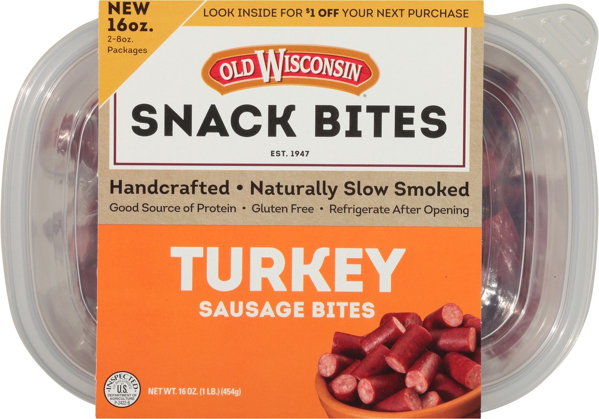 slide 6 of 9, Old Wisconsin Turkey Bites Tub, 16 oz