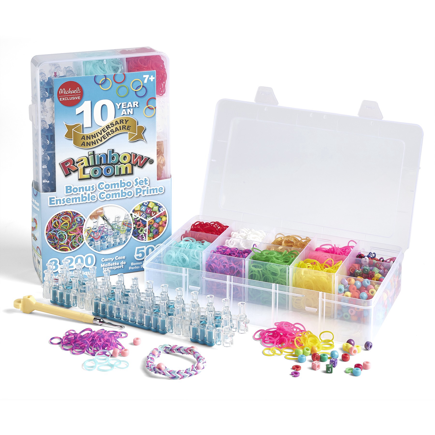 slide 4 of 5, Rainbow Loom Bonus Combo Set, 3,200 bands and 500 bonus beads and clips