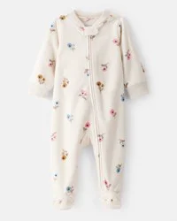 Carter's Baby Girl Floral Print Loose Fit Long-Sleeve 2-Way Zip Sleep & Play - Cream Cream PRE