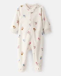 Carter's Baby Girl Floral Print Loose Fit Long-Sleeve 2-Way Zip Sleep & Play - Cream Cream PRE