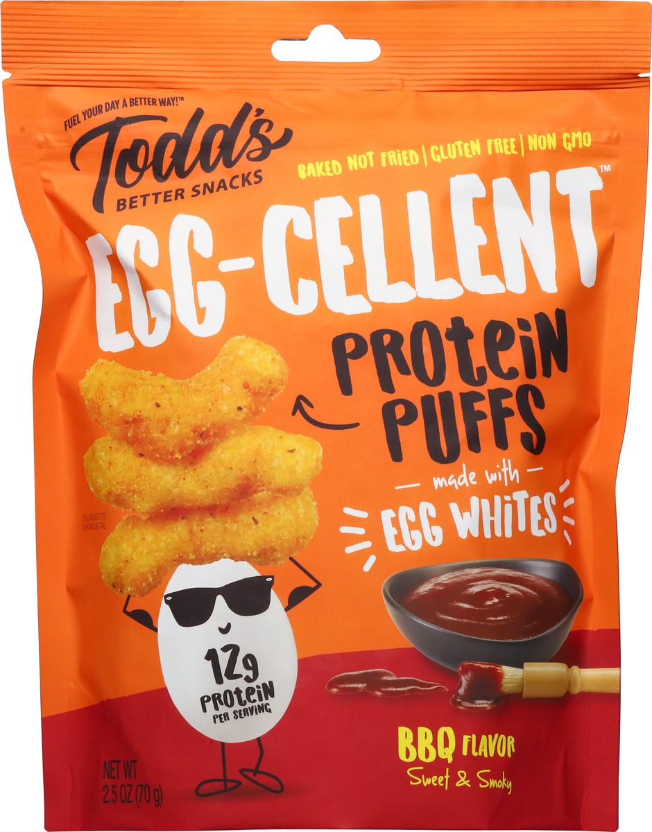 slide 13 of 13, Todd's Better Snacks Egg-Cellent BBQ Flavor Protein Puffs 2.5 oz, 2.5 oz