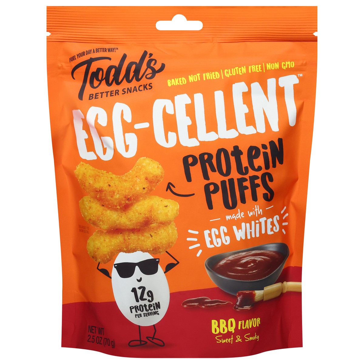 slide 11 of 13, Todd's Better Snacks Egg-Cellent BBQ Flavor Protein Puffs 2.5 oz, 2.5 oz