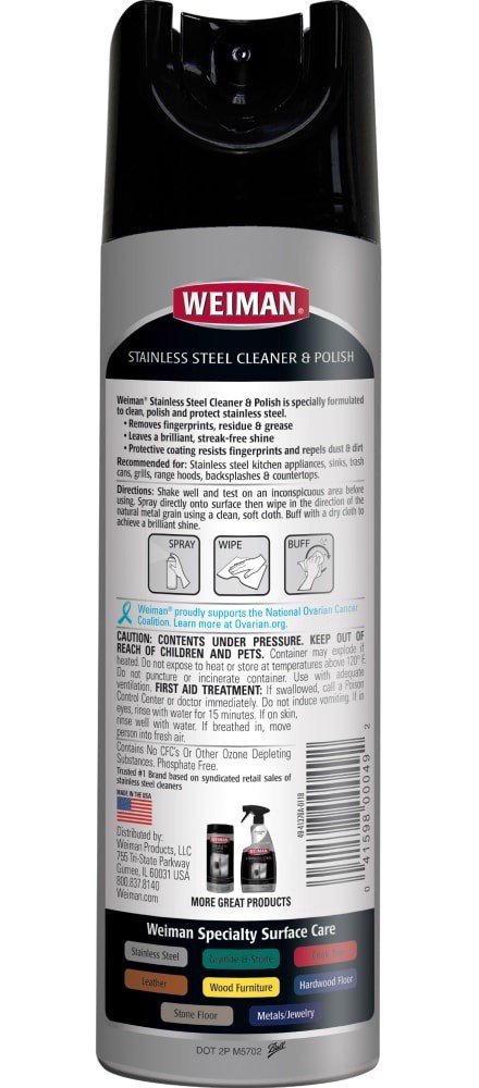 slide 2 of 2, Weiman Stainless Steel Cleaner And Polish, 17 oz