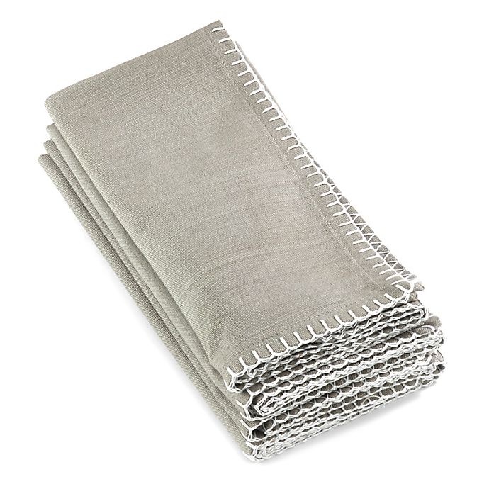 slide 1 of 3, Saro Lifestyle Celena Napkins - Grey, 4 ct