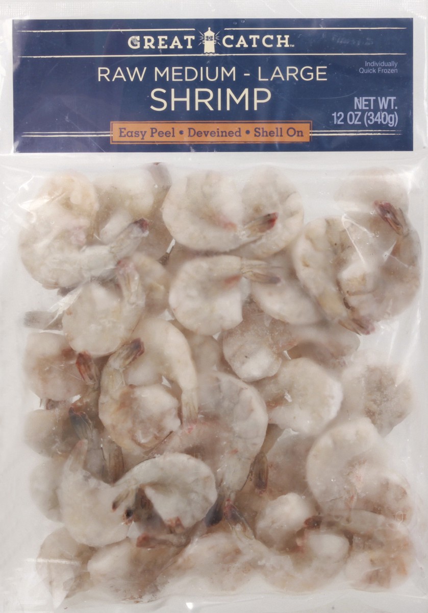 slide 12 of 13, Great Catch Fish Market Medium White Shrimp, 41/60 Count, 12 oz