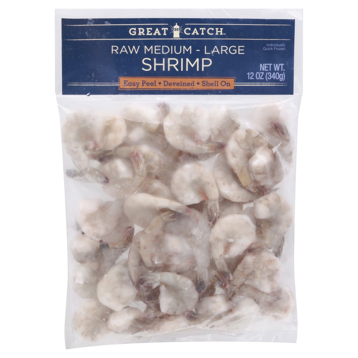 slide 13 of 13, Great Catch Fish Market Medium White Shrimp, 41/60 Count, 12 oz