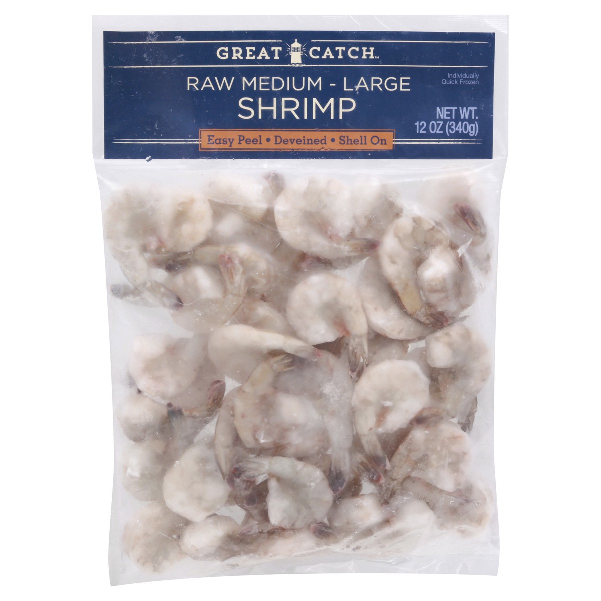 slide 1 of 13, Great Catch Fish Market Medium White Shrimp, 41/60 Count, 12 oz