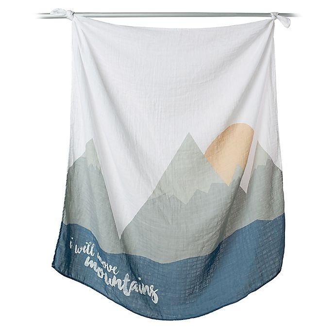 slide 2 of 4, Lulujo Baby Move Mountains'' Muslin Swaddle Blanket and Cards Set - White/Multicolor'', 1 ct