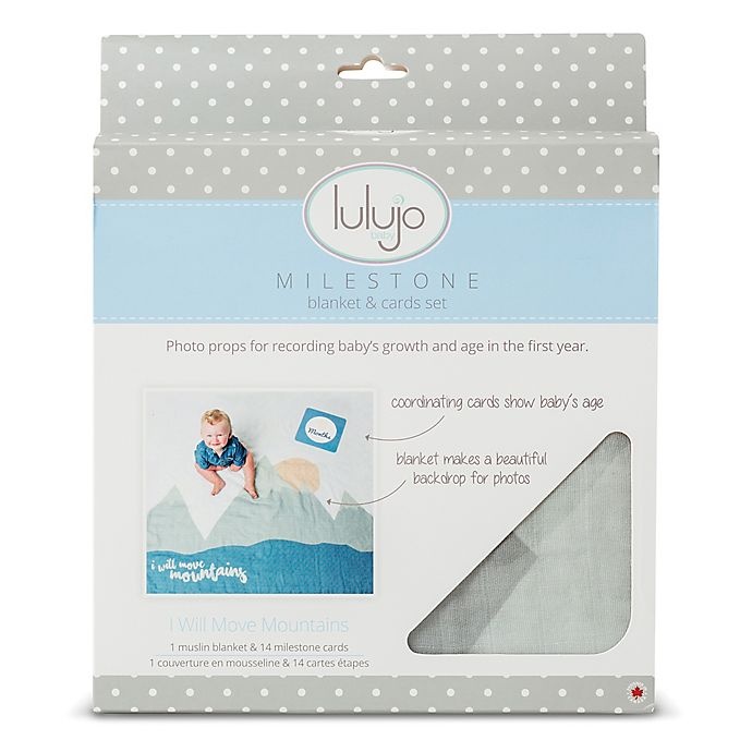 slide 4 of 4, Lulujo Baby Move Mountains'' Muslin Swaddle Blanket and Cards Set - White/Multicolor'', 1 ct