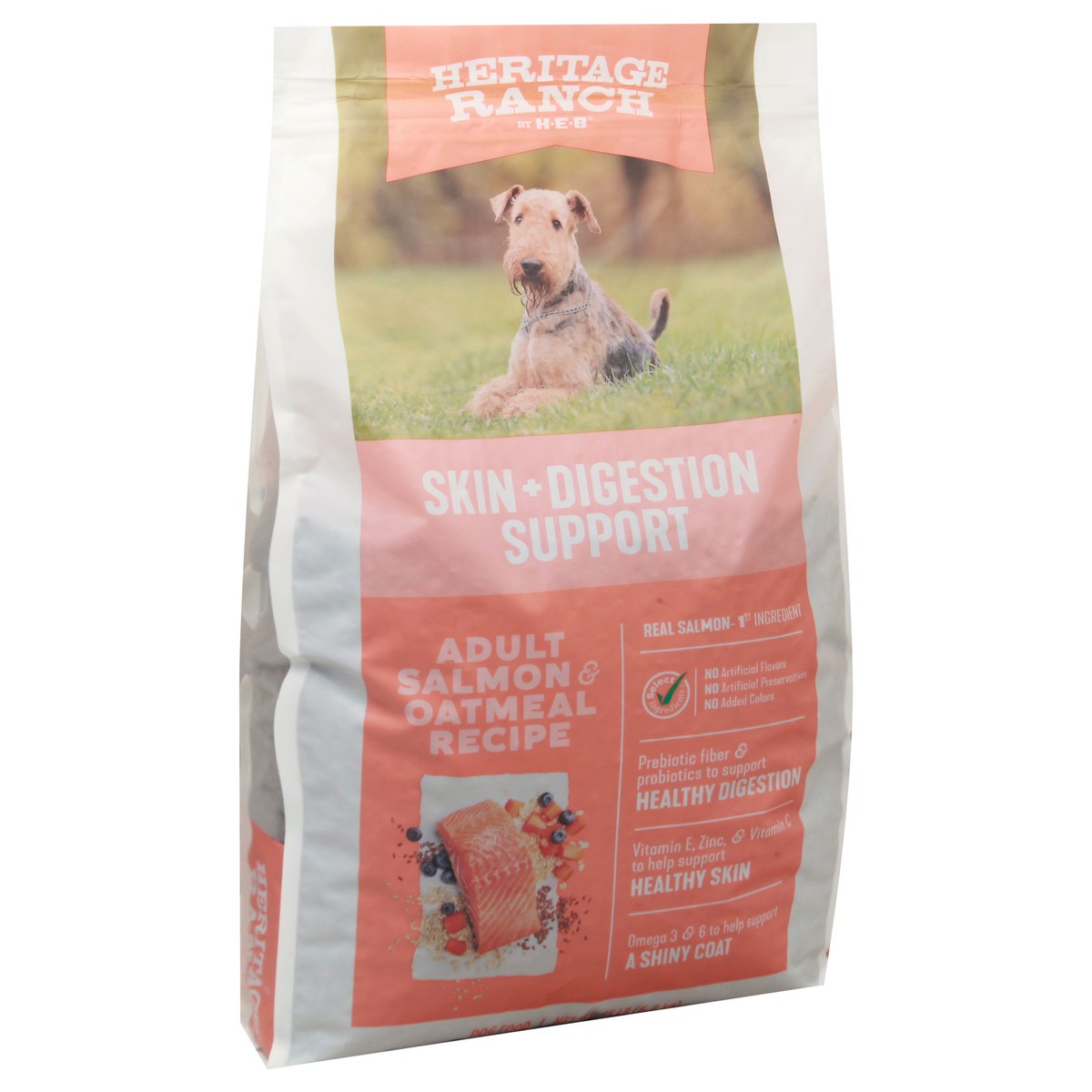 slide 11 of 13, Heritage Ranch by H-E-B Skin Digestion Support Salmon & Oatmeal Dry Dog Food, 15 lb