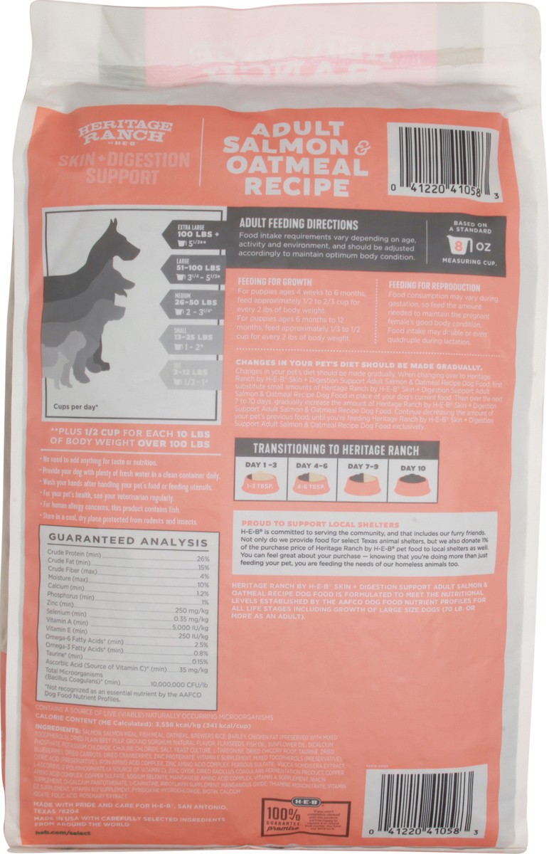 slide 10 of 13, Heritage Ranch by H-E-B Skin Digestion Support Salmon & Oatmeal Dry Dog Food, 15 lb