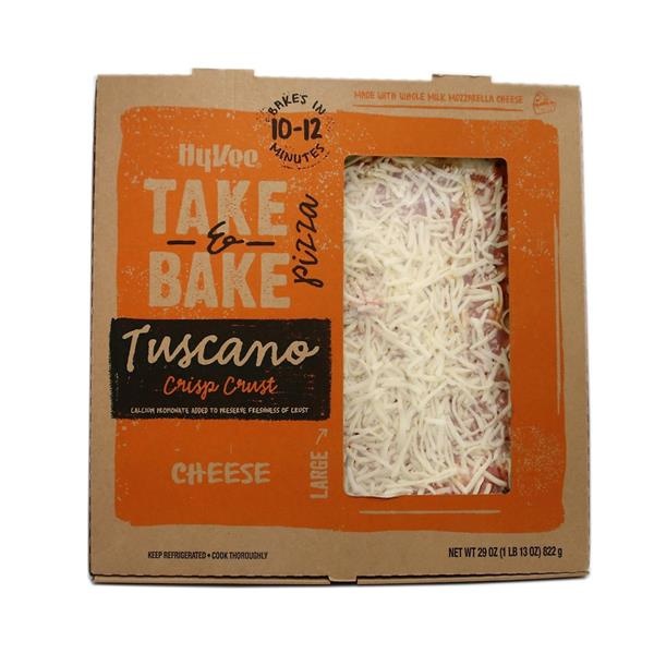 slide 1 of 1, Hy-Vee Take & Bake Cheese Large Tuscano Crisp Crust Pizza, 29 oz