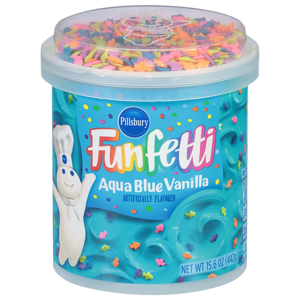 slide 1 of 14, Pillsbury Funfetti Aqua Blue Vanilla Frosting 15.6 oz, 15.6 oz