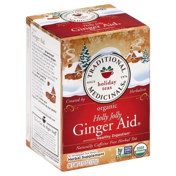 slide 1 of 1, Traditional Medicinals Holly Jolly Ginger Aid Tea, 16 ct