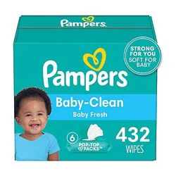 Pampers Baby Clean Wipes Baby Fresh Scented 6x Pop-top Packs 432 Count - 432 CT