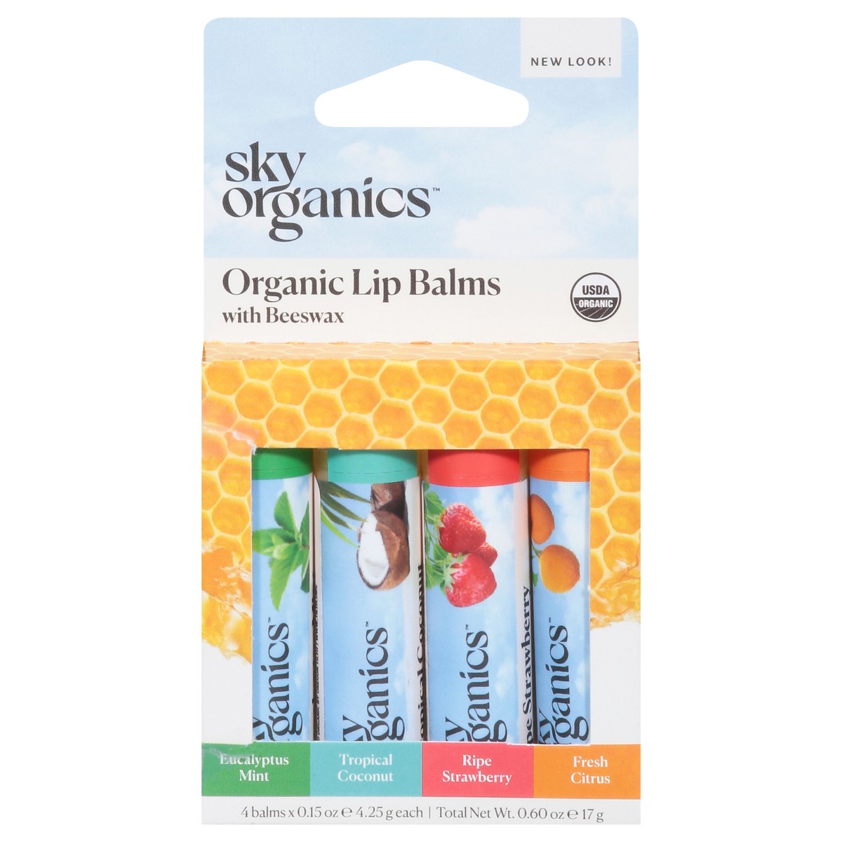 slide 1 of 10, Sky Organics Organic Assorted Lip Balms with Beeswax 4 - 0.15 oz Balms, 4 ct