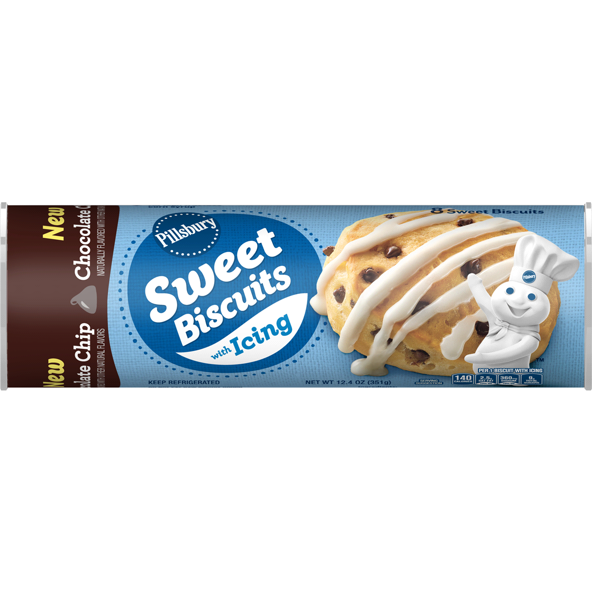 slide 1 of 3, Pillsbury Chocolate Chip Sweet Biscuits with Icing, 8 ct