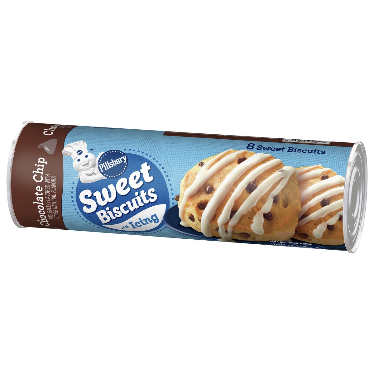slide 3 of 13, Pillsbury Sweet Biscuits with Icing, Chocolate Chip, 8 ct., 12.4 oz., 8 ea