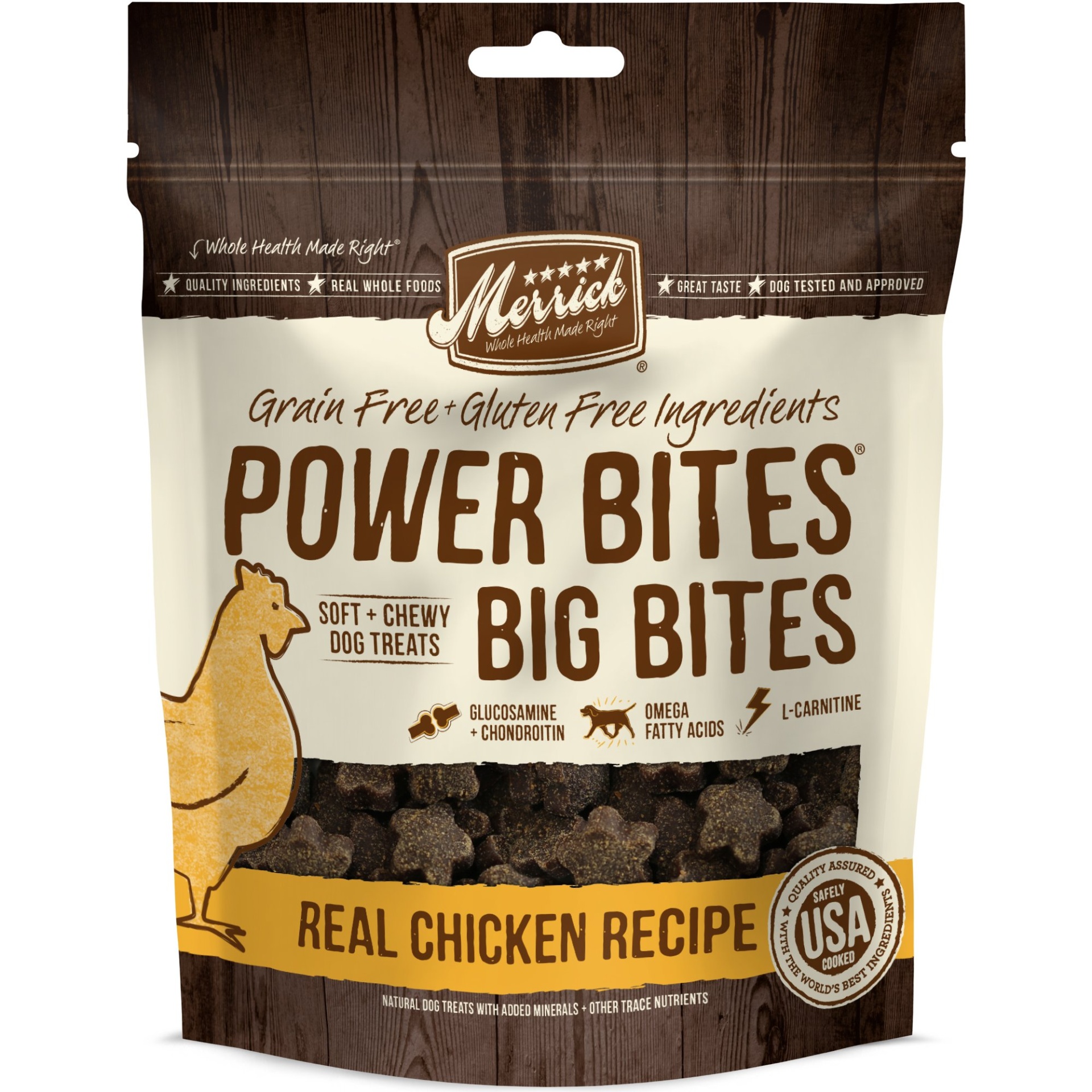 slide 1 of 1, Merrick Backcountry Power Bites Real Chicken Recipe Dog Treats, 14 oz