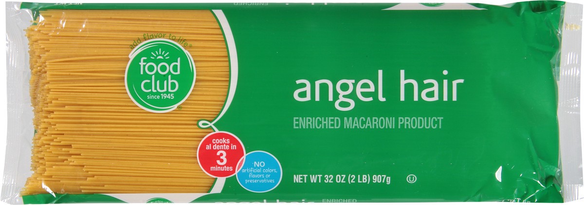 slide 9 of 11, Food Club Enriched Macaroni Product, Angel Hair, 32 oz