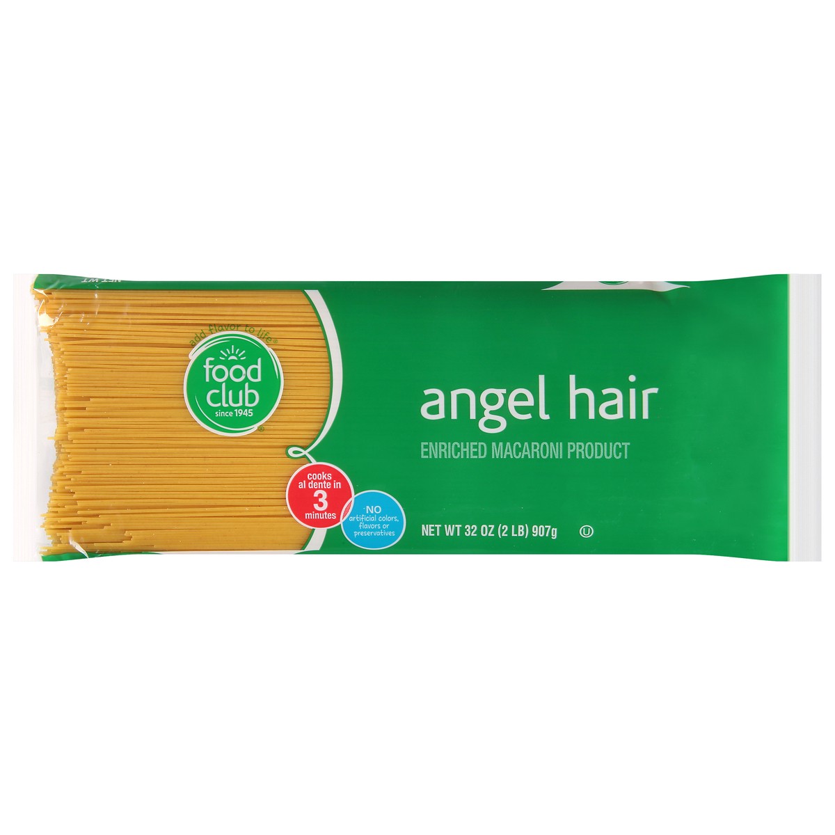 slide 11 of 11, Food Club Enriched Macaroni Product, Angel Hair, 32 oz