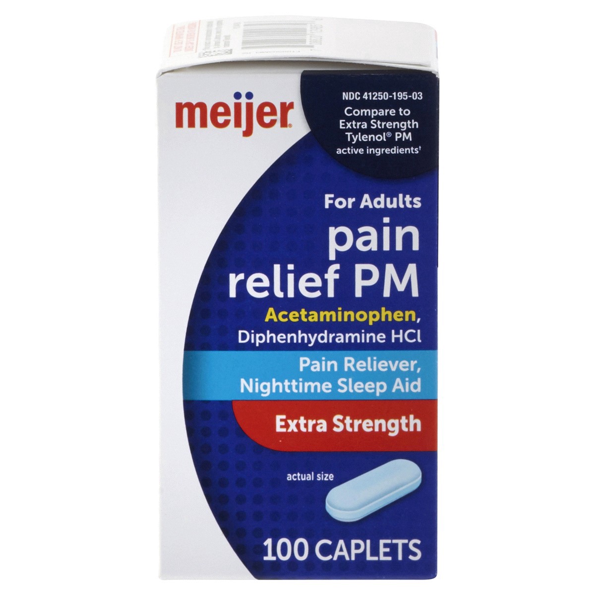 slide 1 of 9, Meijer Pain Relief PM Extra Strength Caplets, 100 ct