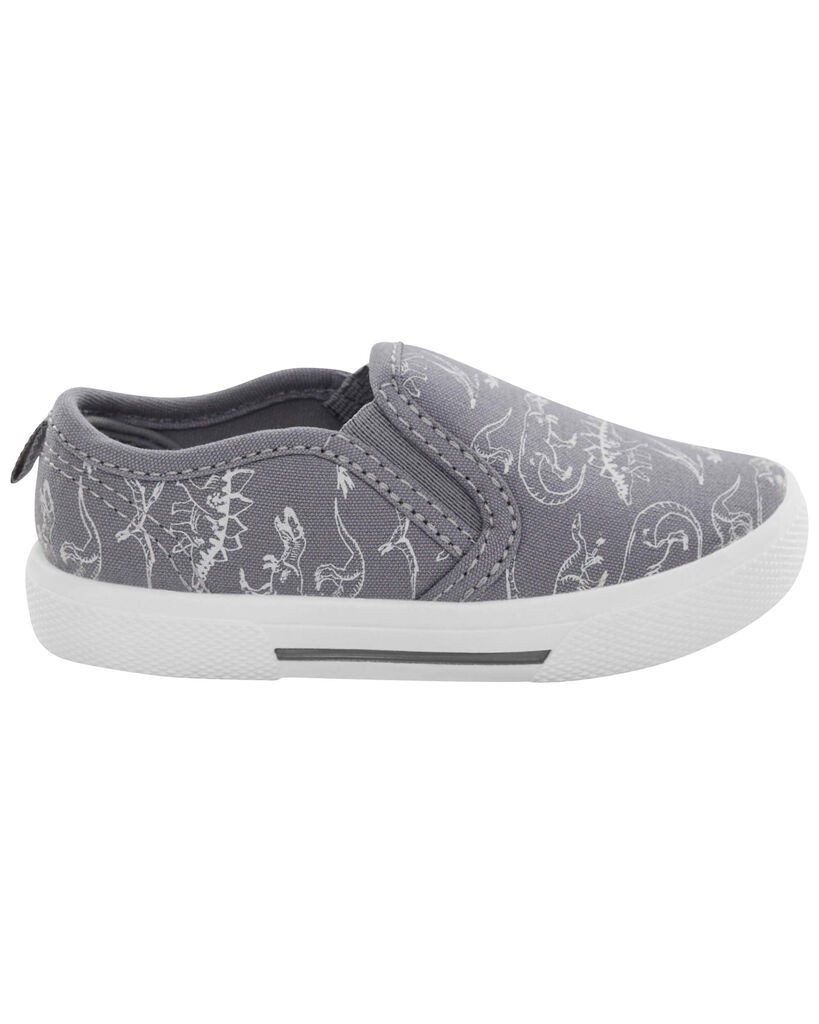 slide 2 of 6, Carter's Toddler Dinosaur Slip-On Sneakers Grey 10, 1 ct