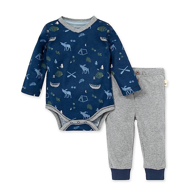 slide 1 of 2, Burt's Bees Baby Newborn Moose Trails Organic Cotton Bodysuit and Pant Set, 2 ct