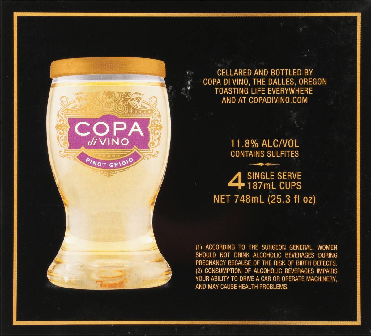 slide 4 of 9, Copa di Vino Pinot Grigio 4 - 187 ml Cups, 4 ct