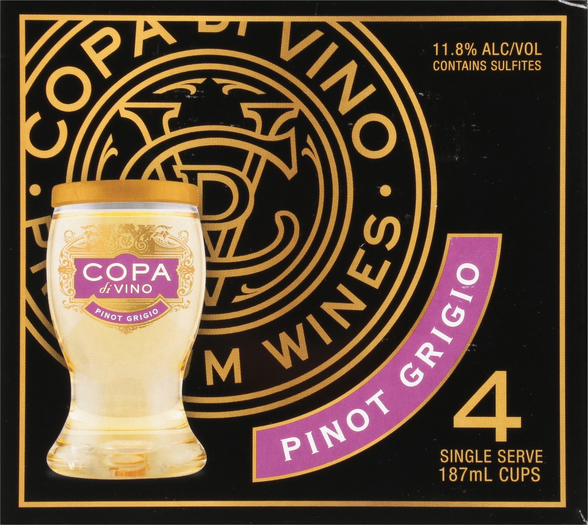 slide 2 of 9, Copa di Vino Pinot Grigio 4 - 187 ml Cups, 4 ct