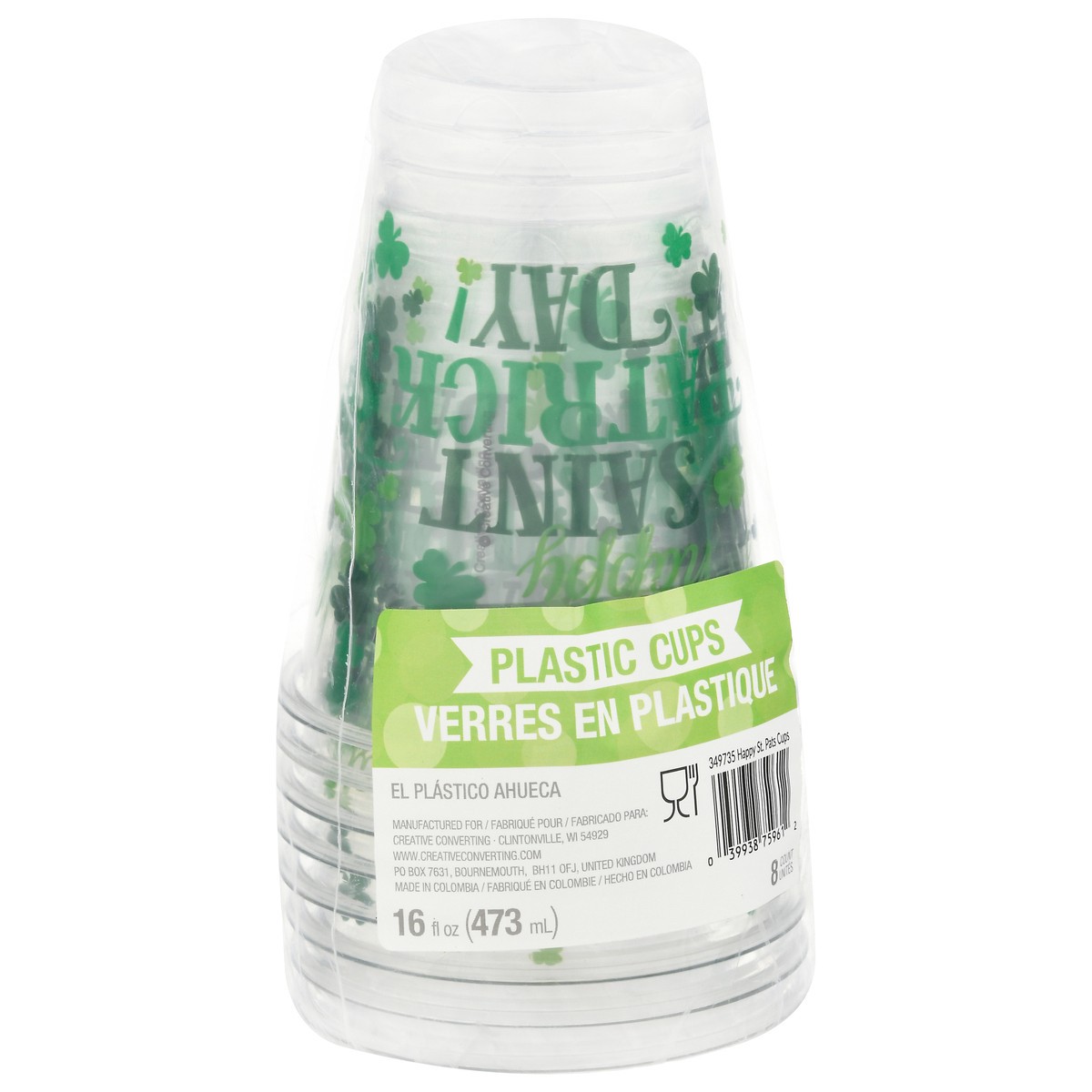 slide 3 of 11, Creative Converting Plastic Cups, Happy St. Pats Cup, 16 Fluid Ounce, 8 Each, 8 ct